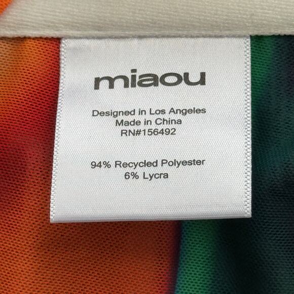 Miaou Tati Mesh Tie Top Thermal Orange Multicolor Size Medium NWT - Picture 9 of 10